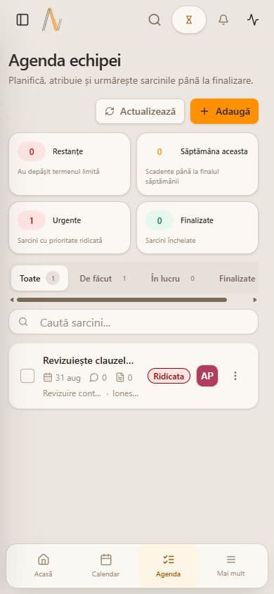 Agenda Portalul Avocatului pe telefon